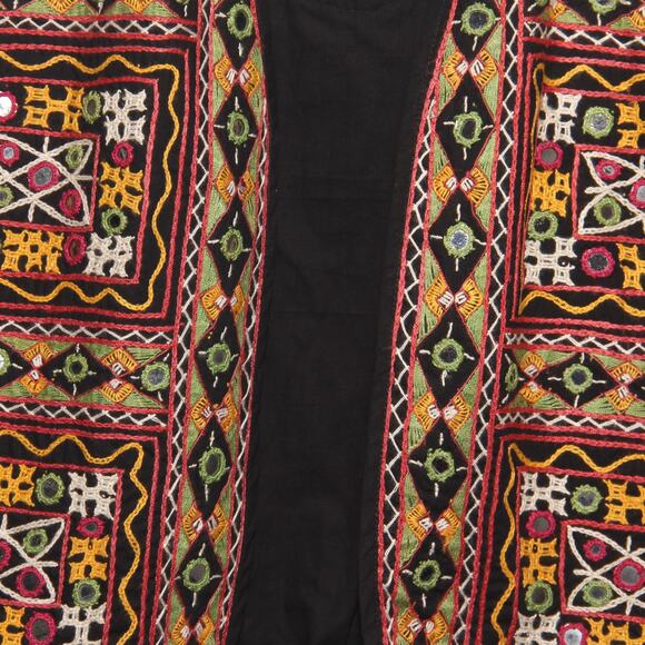 Vintage Passports Boho Cotton Mirror Accent Embroidered Vest Size Large - Picture 3 of 7